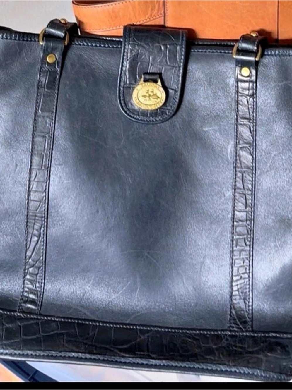 1990s vintage Brahmin mixed-leather tote bag